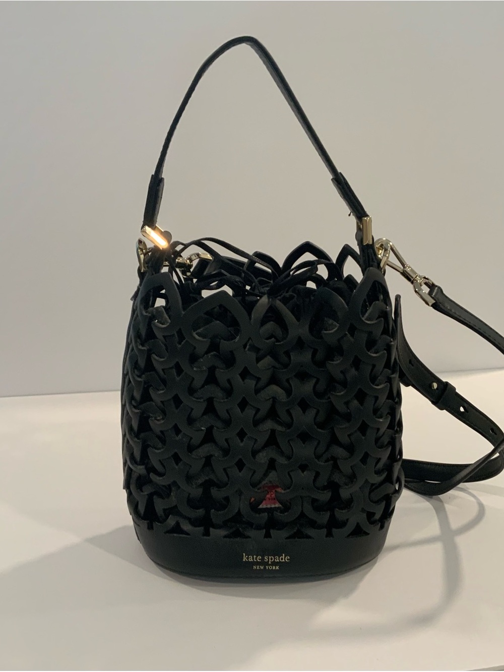 Kate spade Black Laser-Cut Mini Bucket Bag